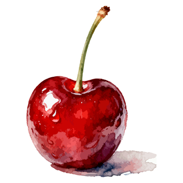 水彩画樱桃果实新鲜水果手绘插画