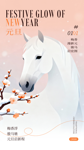 马年元旦新年海报设计模板