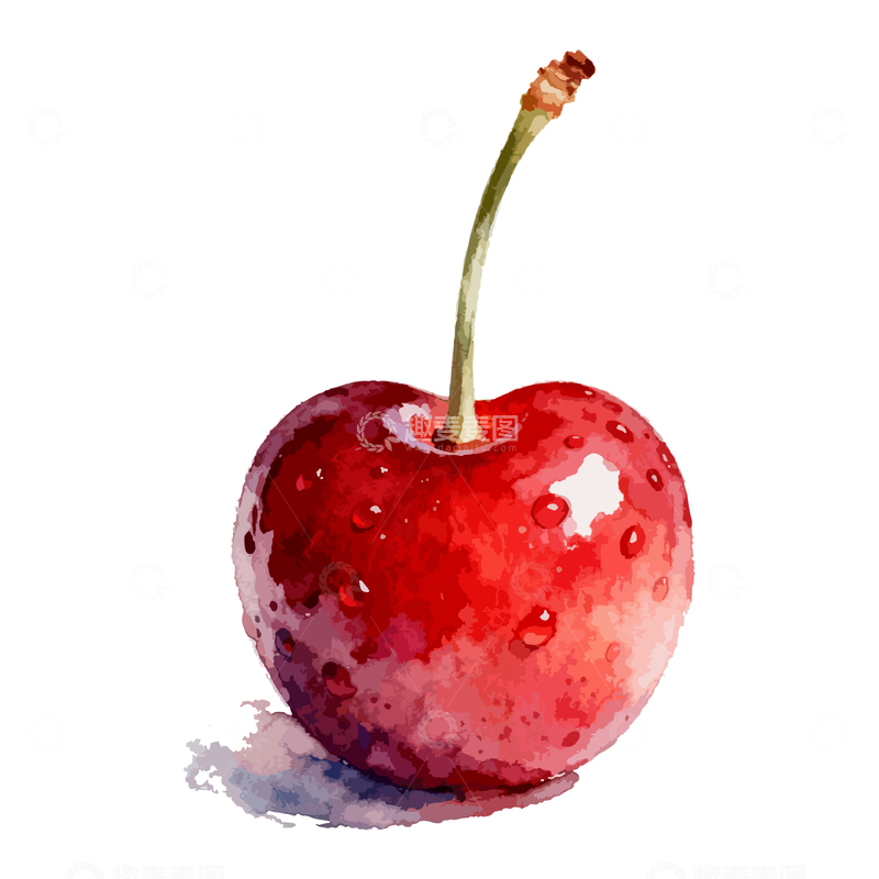 源文件下载【趣麦麦图】水彩樱桃水果绘画素材