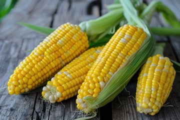 放在桌面上的一堆玉米