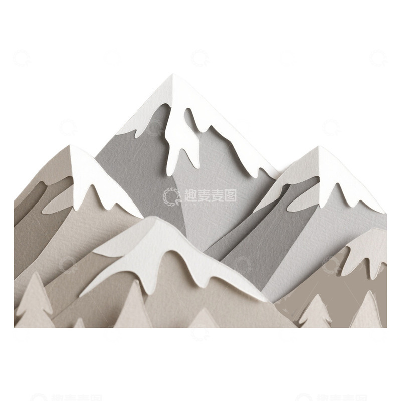 高清大图下载【趣麦麦图】-剪纸风山脉山峰免抠元素