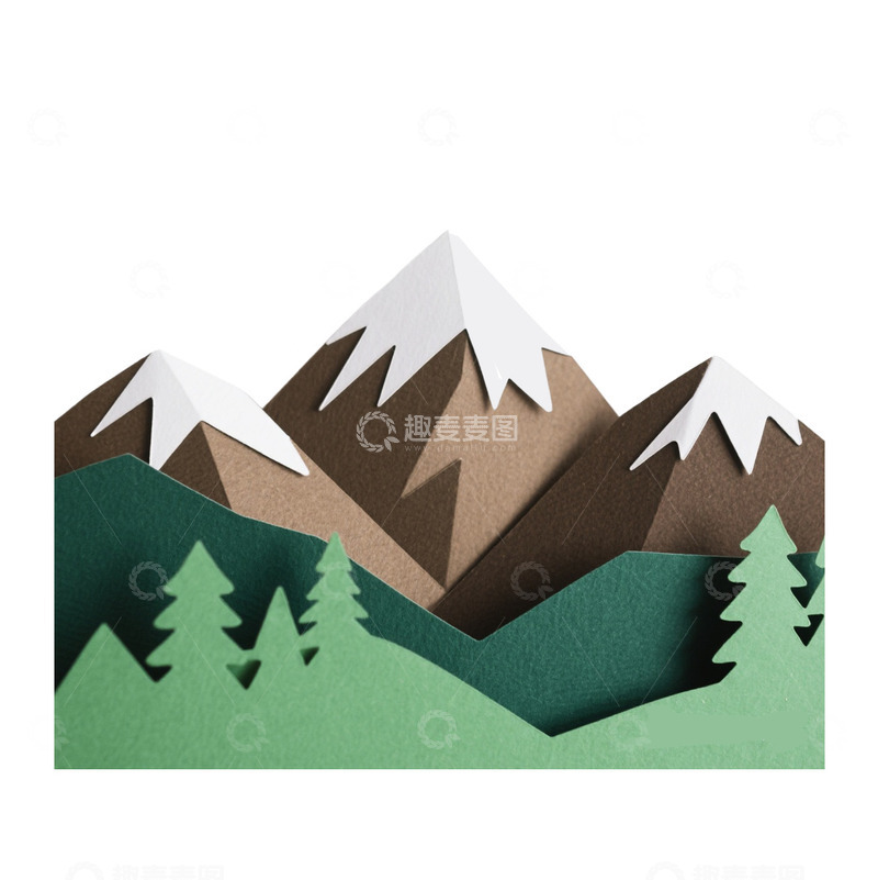 高清大图下载【趣麦麦图】山脉山峰彩色剪纸风免抠元素