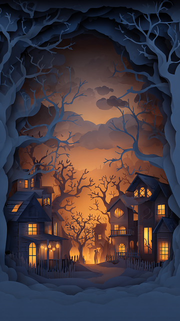 冬夜幽暗的村庄