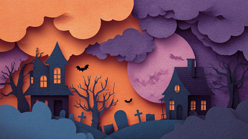 卡通风格的幽暗墓地场景