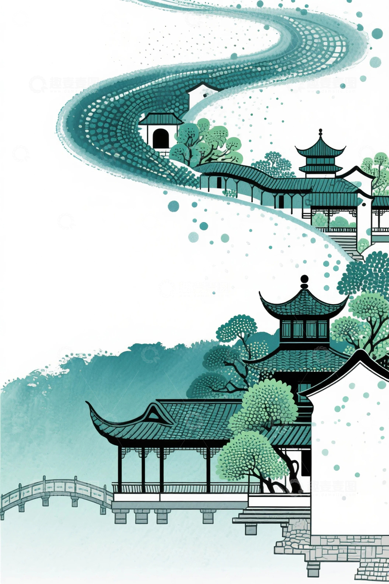 高清大图下载【趣麦麦图】水墨画山水画艺术背景4