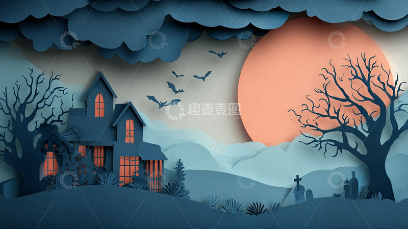 高清大图下载【趣麦麦图】落日余晖的荒野墓地