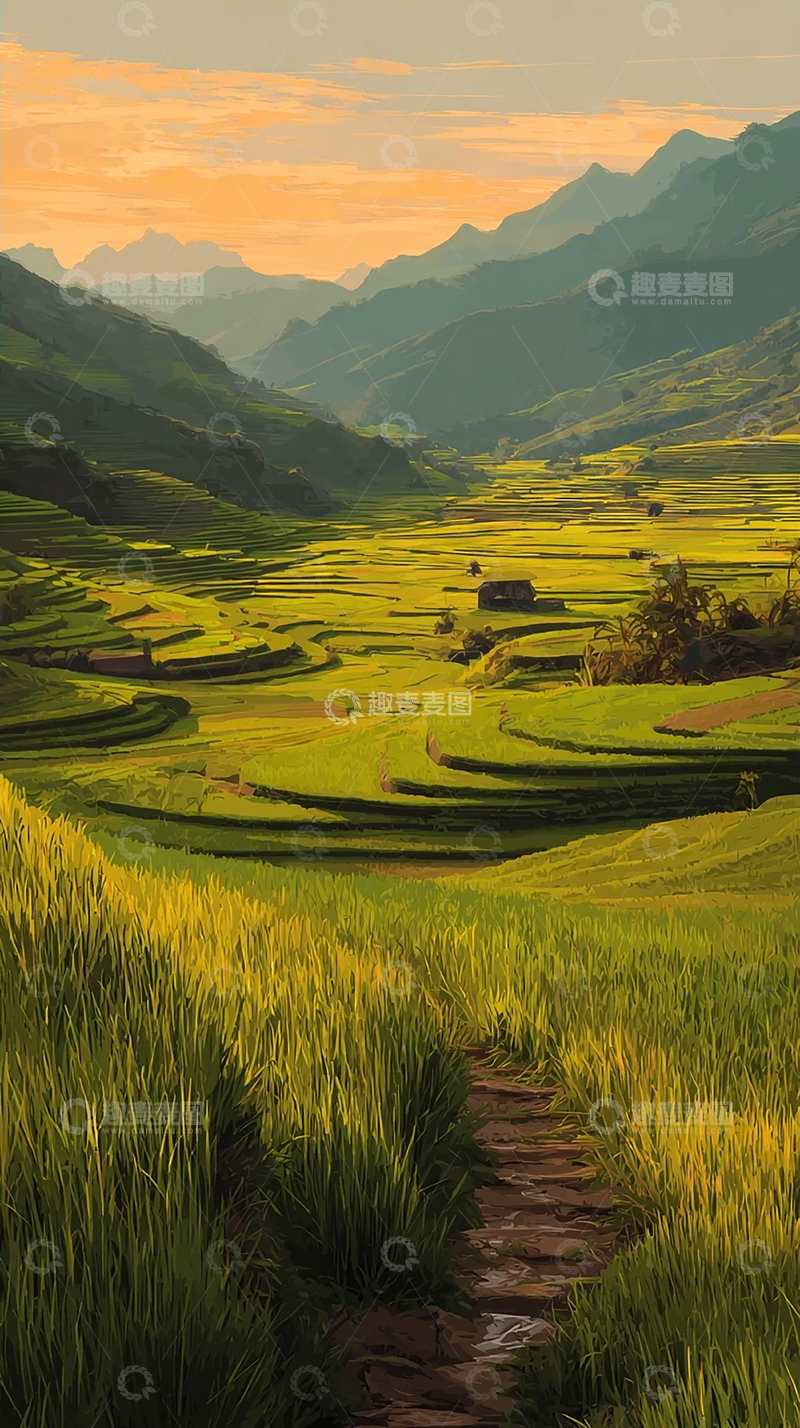 高清大图下载【趣麦麦图】山间乡村的宁静时光