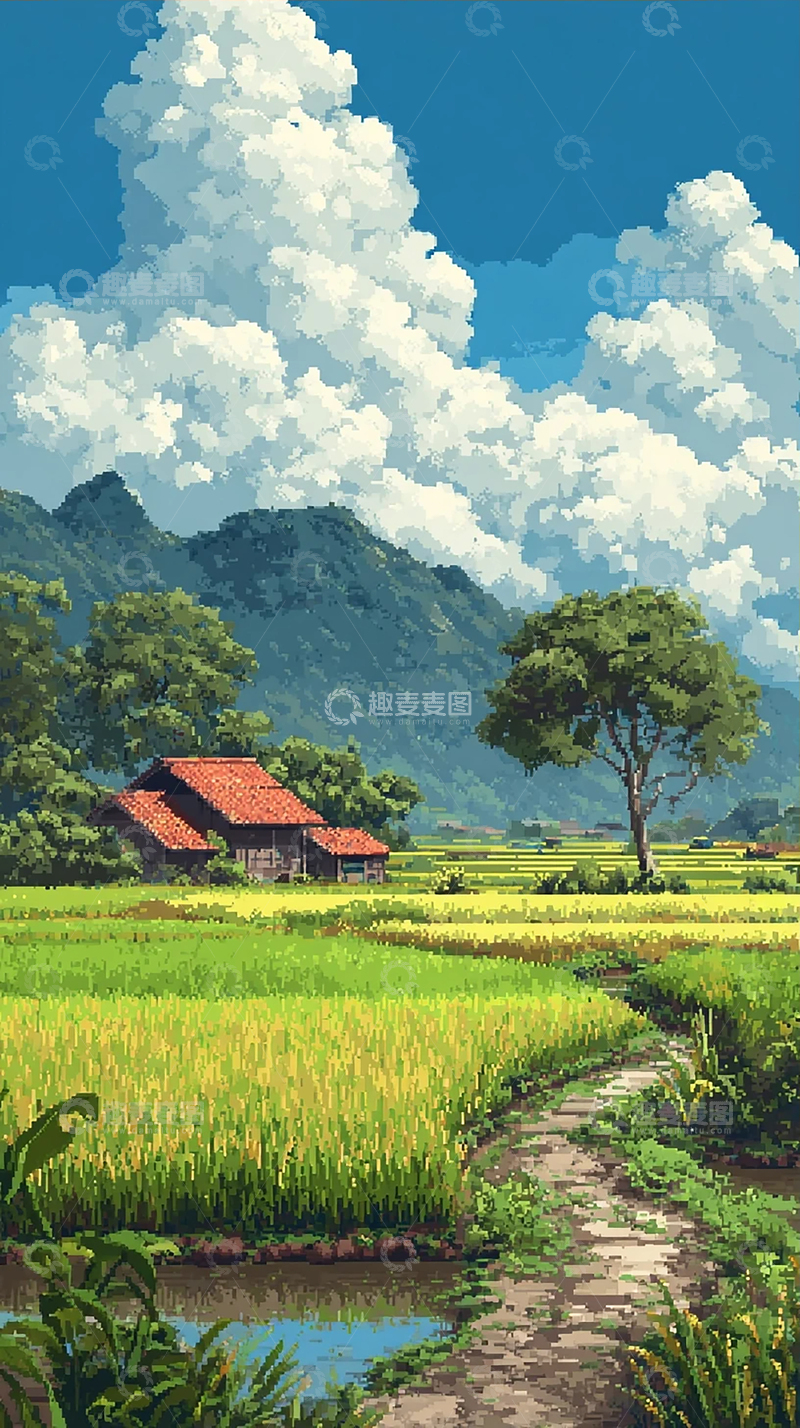 高清大图下载【趣麦麦图】山水田野画卷
