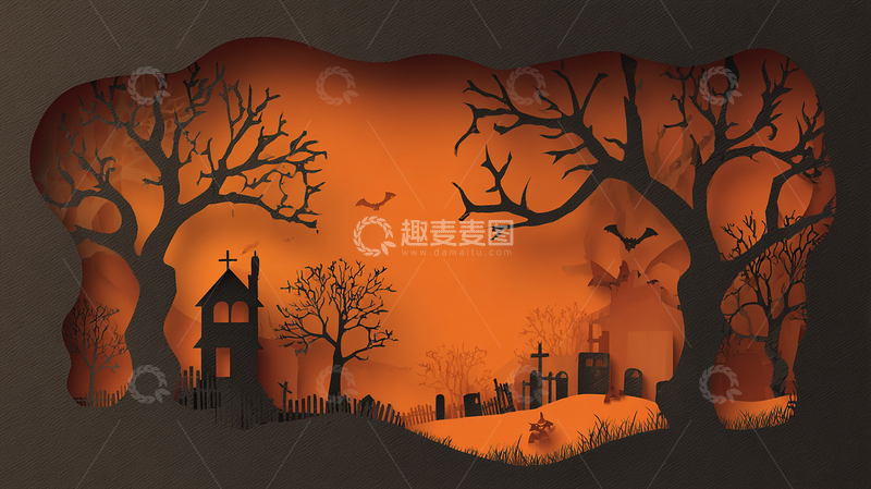 高清大图下载【趣麦麦图】阴森墓地剪影艺术