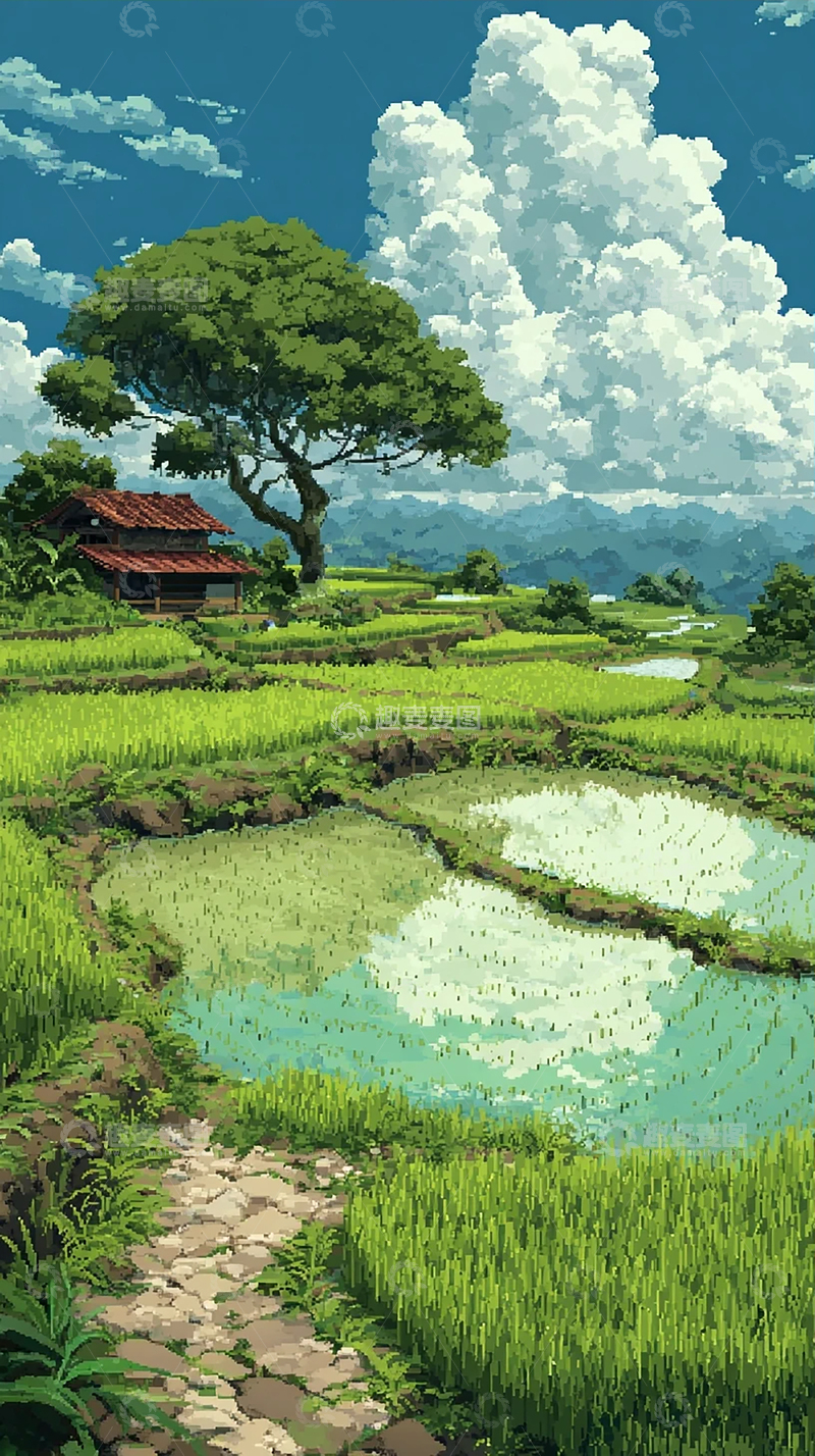 高清大图下载【趣麦麦图】宁静自然的农田景色