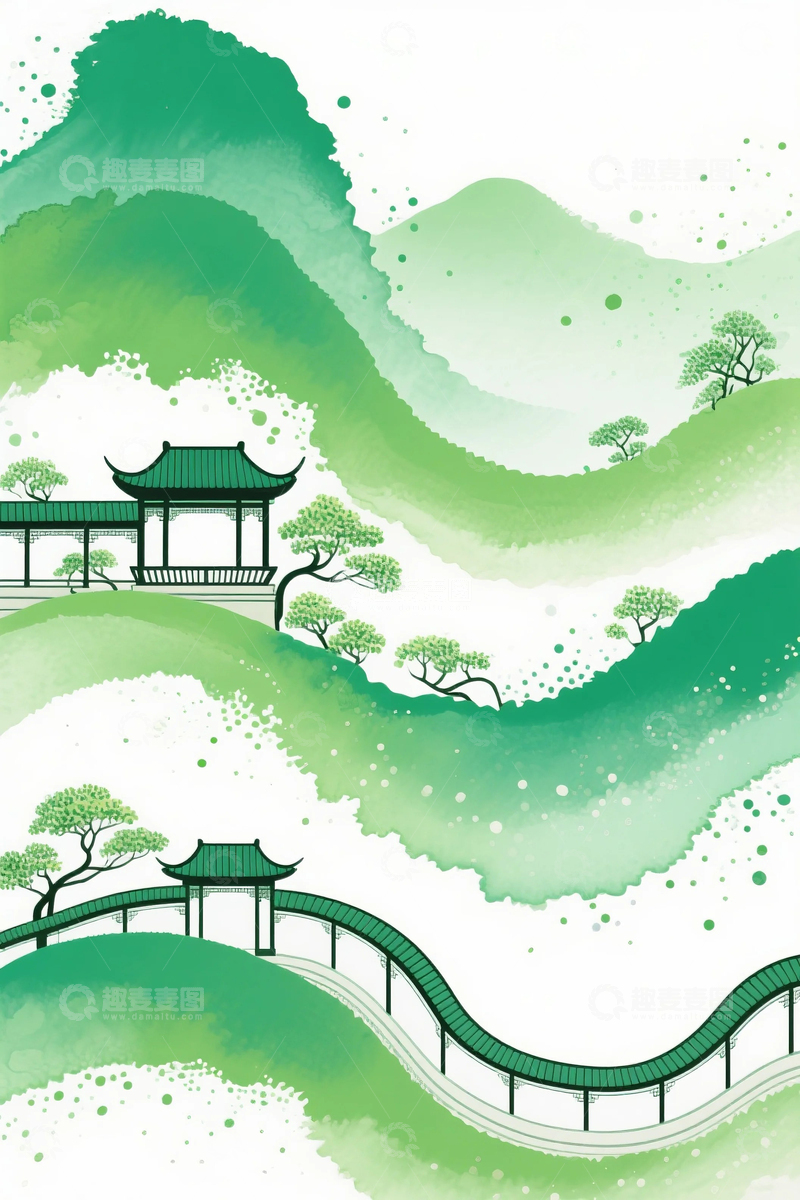 高清大图下载【趣麦麦图】中国风水墨山水画6