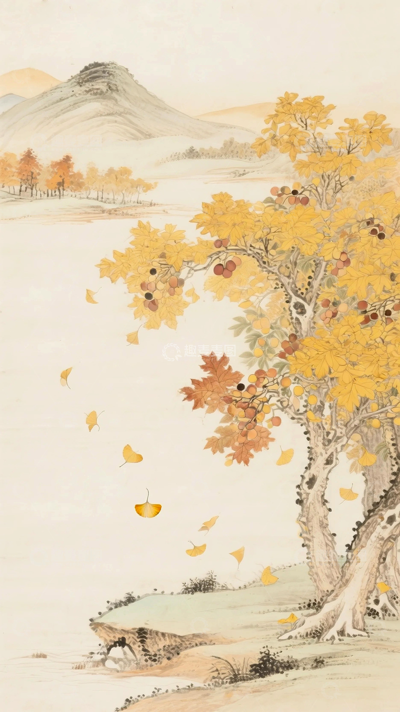 高清大图下载【趣麦麦图】中国风金秋背景8