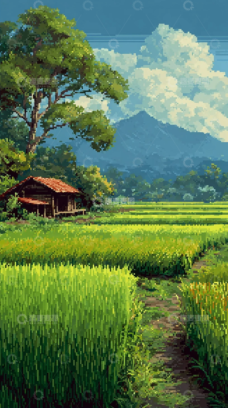 高清大图下载【趣麦麦图】宁静乡村的夏日田野