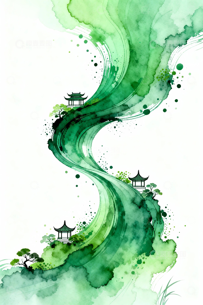 高清大图下载【趣麦麦图】中国风水墨山水画5