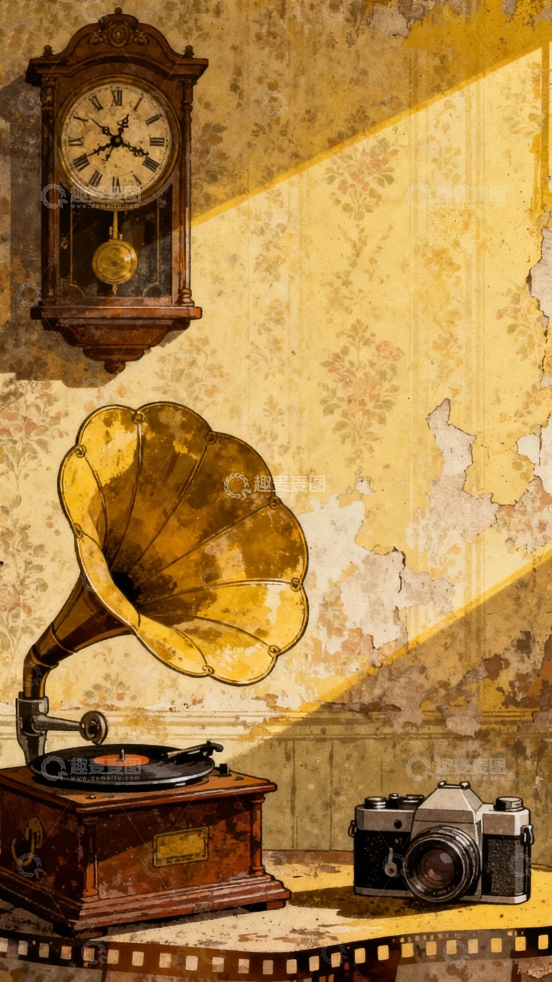 高清大图下载【趣麦麦图】复古背景底图3
