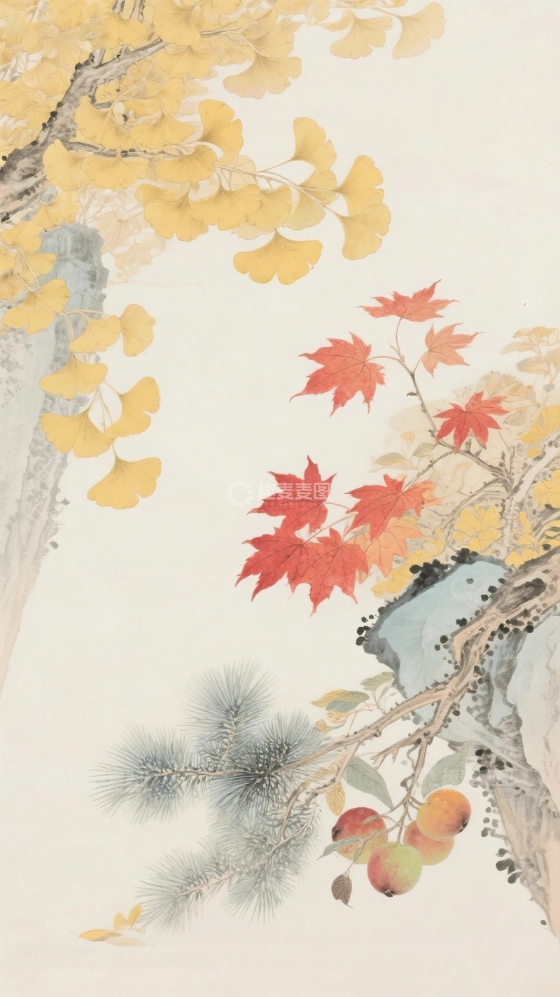 高清大图下载【趣麦麦图】中国风金秋背景5