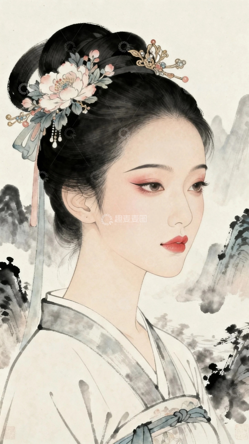 高清大图下载【趣麦麦图】工笔画古典美女4