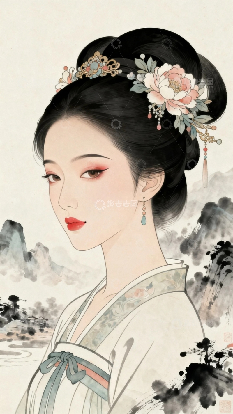高清大图下载【趣麦麦图】工笔画古典美女8