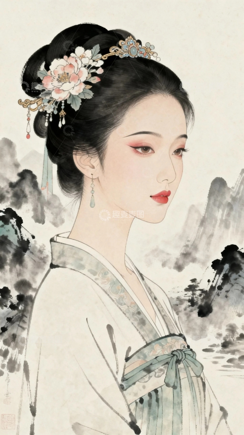 高清大图下载【趣麦麦图】工笔画古典美女9