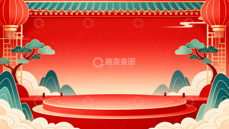 高清大图下载【趣麦麦图】马年红色背景007