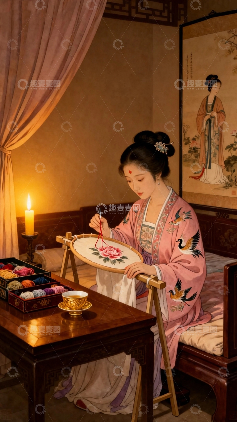 高清大图下载【趣麦麦图】国风古典美女壁纸1