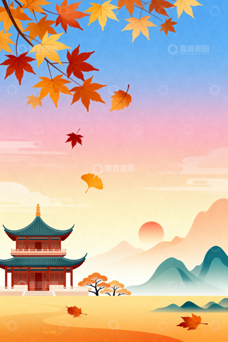 高清大图下载【趣麦麦图】唯美秋天落叶风景6