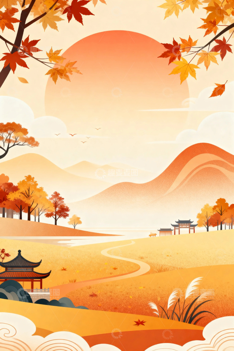 高清大图下载【趣麦麦图】唯美秋天落叶风景17