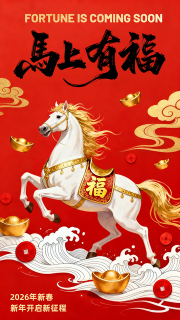 2026新春骏马送福马上有福贺岁海报