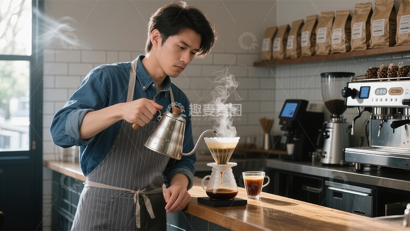 高清大图下载【趣麦麦图】咖啡店手冲咖啡制作过程商业摄影