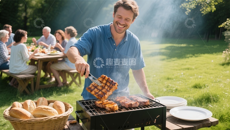 高清大图下载【趣麦麦图】户外烧烤聚会场景