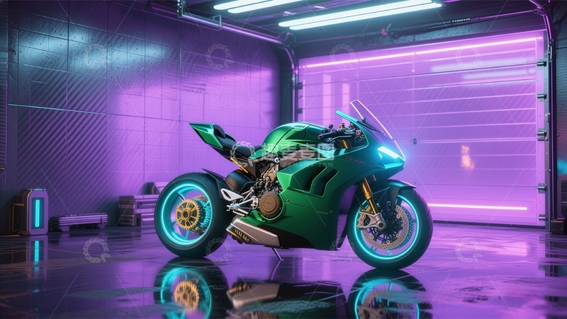 高清大图下载【趣麦麦图】未来感摩托车数字绘画