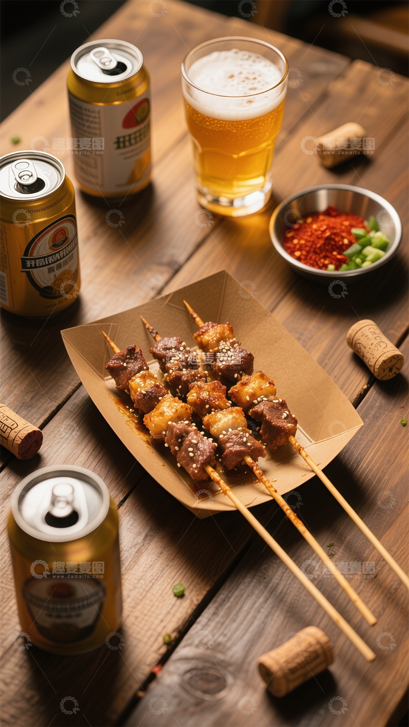 高清大图下载【趣麦麦图】烤肉啤酒美食摄影