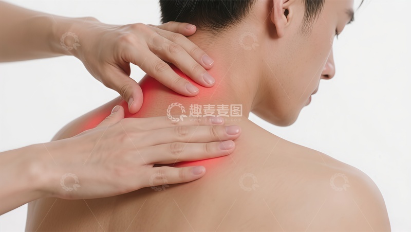 高清大图下载【趣麦麦图】颈部按摩疼痛缓解示意图