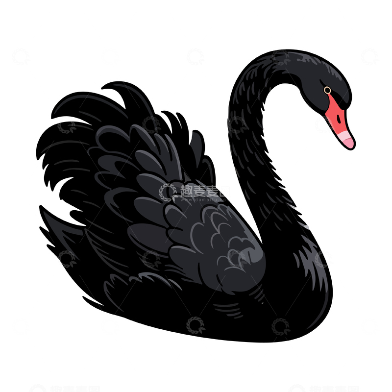 源文件下载【趣麦麦图】-卡通黑天鹅插图
