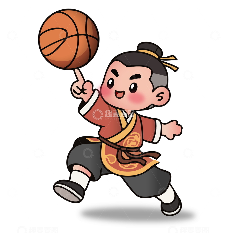 源文件下载【趣麦麦图】古风篮球卡通人物插画设计素材