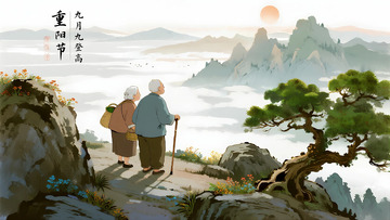 重阳节老人登高背景