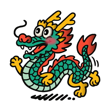 卡通中国龙图案插画素材