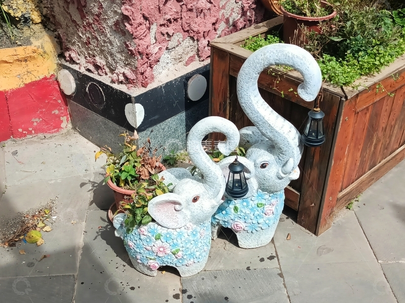 高清大图下载【趣麦麦图】创意大象花盆装饰