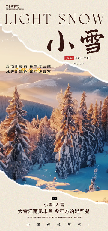雪景风光节气宣传海报设计素材