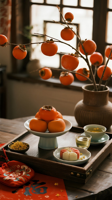 重阳节柿子重阳糕绿茶2