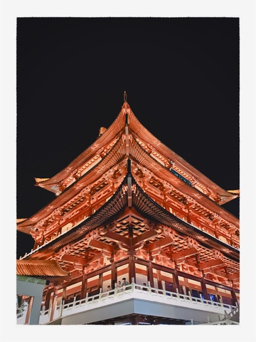 长沙杜甫江阁夜景