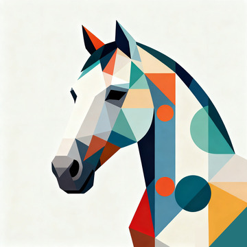 色块简约抽象几何马年新年马元素1