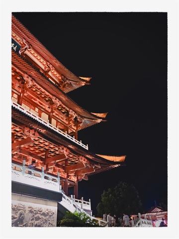 长沙杜甫江阁夜景简图