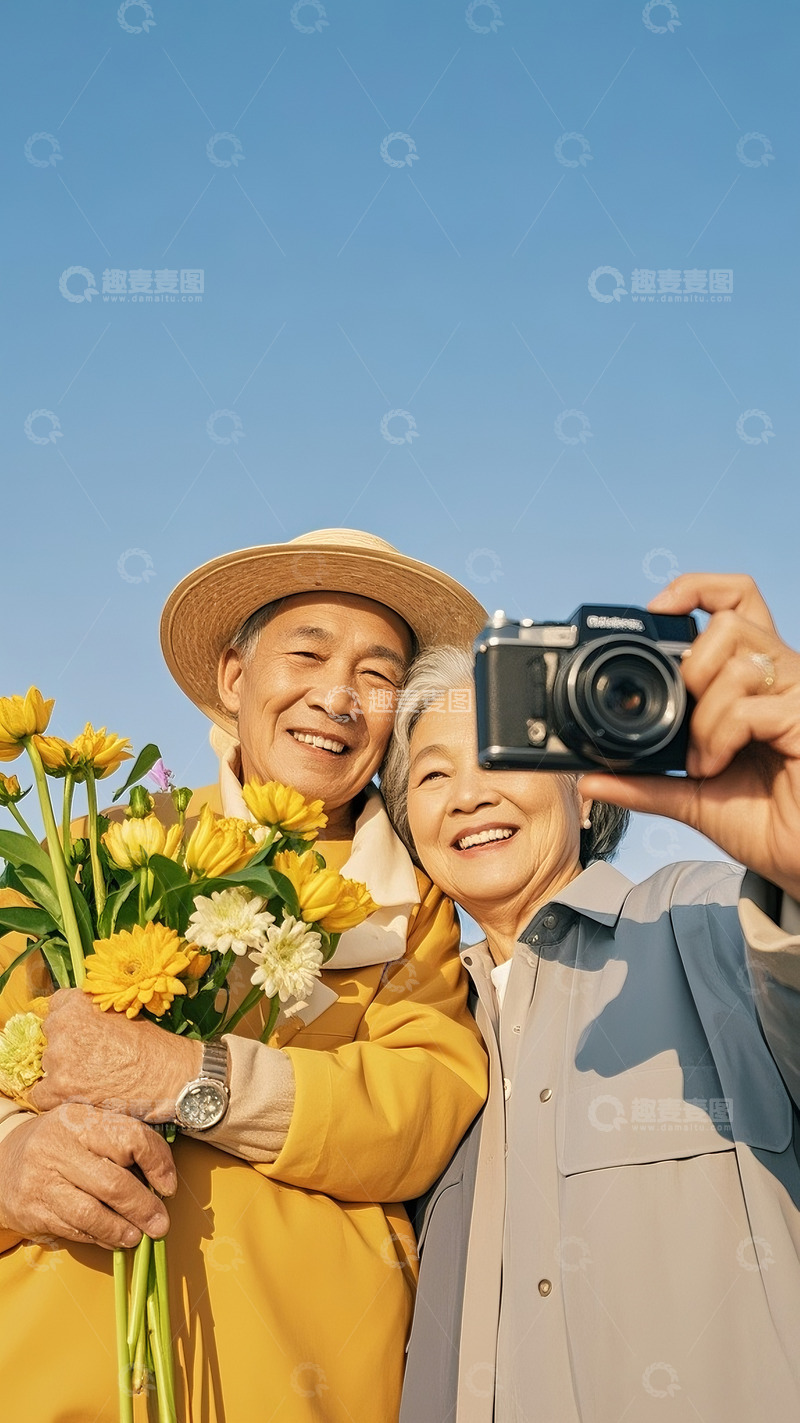 高清大图下载【趣麦麦图】老年夫妻旅行自拍