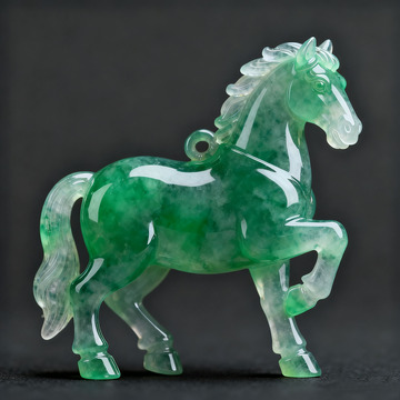  翡翠绿色玉雕马晶莹马年素材2