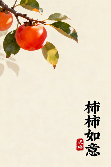 柿柿如意祝福海报设计素材