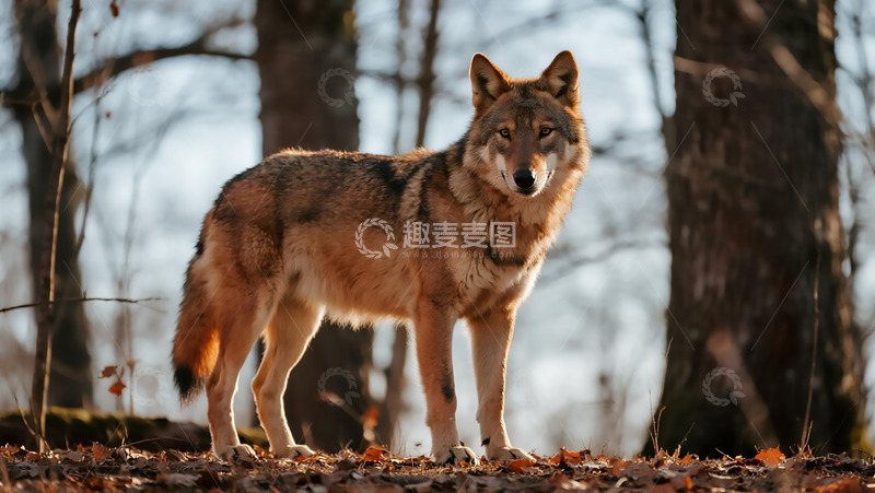 高清大图下载【趣麦麦图】生物百科凶兽之林中郊狼