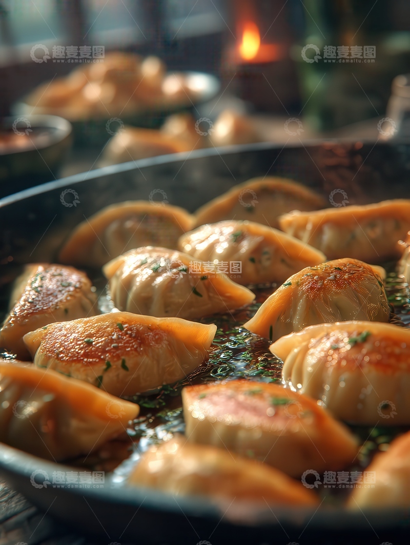 高清大图下载【趣麦麦图】锅贴  金黄  焦香  