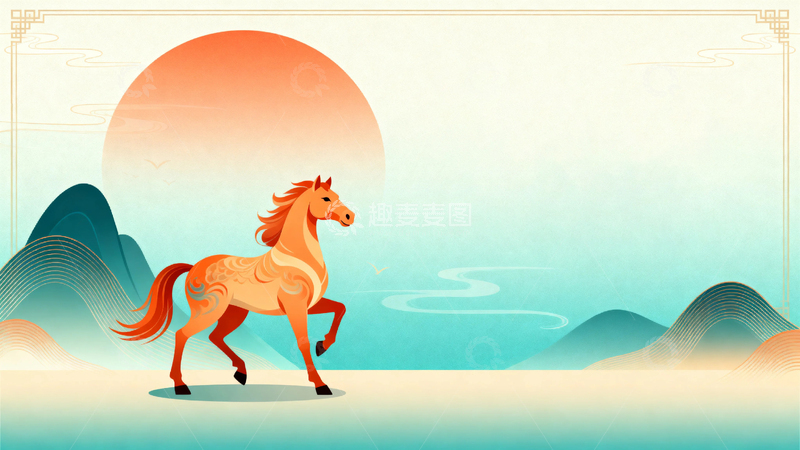 高清大图下载【趣麦麦图】新年马年节日背景4