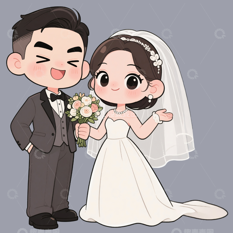 源文件下载【趣麦麦图】q版新郎新娘2